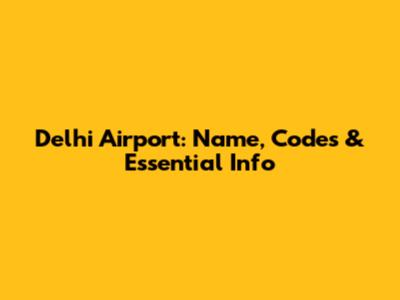 Delhi Airport: Name, Codes & Essential Info