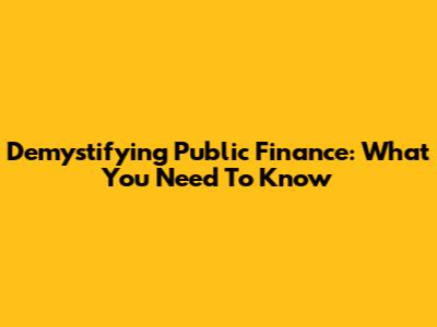 Demystifying Public Finance: What You Need To Know