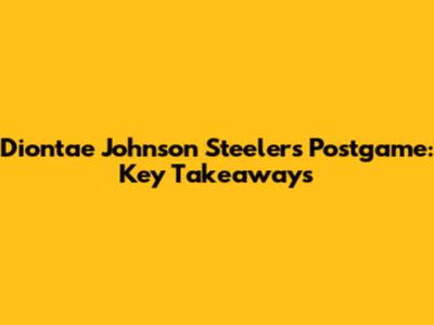 Diontae Johnson Steelers Postgame: Key Takeaways