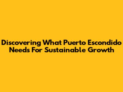Discovering What Puerto Escondido Needs For Sustainable Growth
