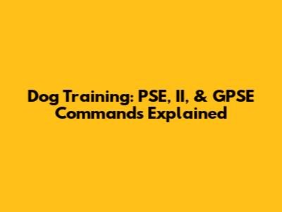 Dog Training: PSE, II, & GPSE Commands Explained