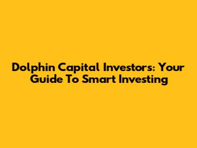 Dolphin Capital Investors: Your Guide To Smart Investing