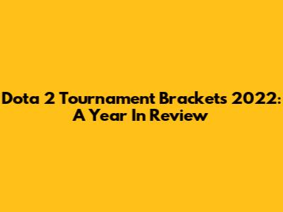 Dota 2 Tournament Brackets 2022: A Year In Review