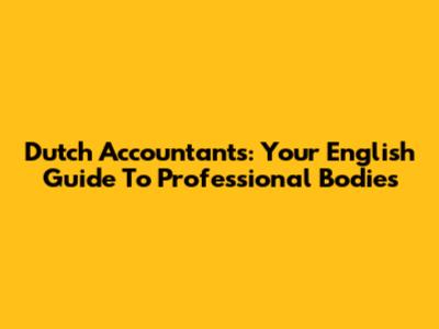 Dutch Accountants: Your English Guide To Professional Bodies