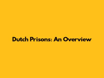 Dutch Prisons: An Overview