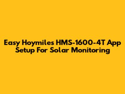 Easy Hoymiles HMS-1600-4T App Setup For Solar Monitoring