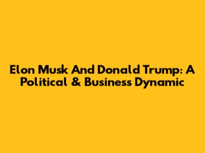 Elon Musk And Donald Trump: A Political & Business Dynamic