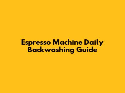 Espresso Machine Daily Backwashing Guide