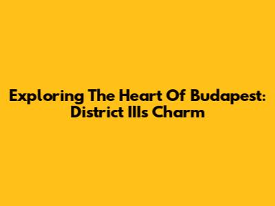 Exploring The Heart Of Budapest: District III's Charm