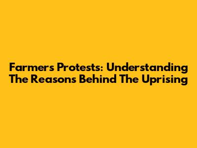 Farmers' Protests: Understanding The Reasons Behind The Uprising
