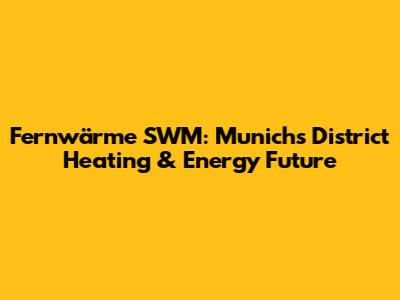 Fernwärme SWM: Munich's District Heating & Energy Future