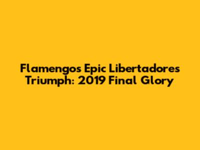 Flamengo's Epic Libertadores Triumph: 2019 Final Glory