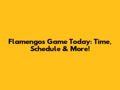 Flamengo's Game Today: Time, Schedule & More!