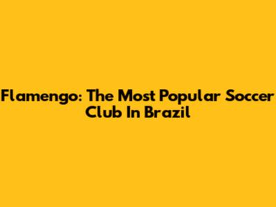 Flamengo: The Most Popular Soccer Club In Brazil
