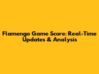 Flamengo Game Score: Real-Time Updates & Analysis