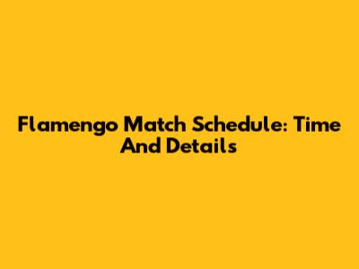 Flamengo Match Schedule: Time And Details