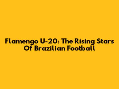 Flamengo U-20: The Rising Stars Of Brazilian Football