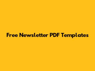 Free Newsletter PDF Templates
