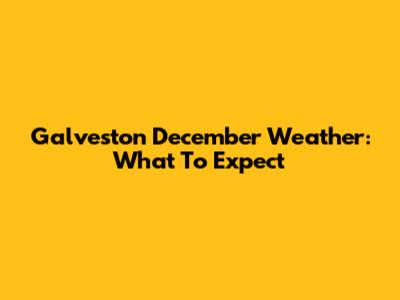 Galveston December Weather: What To Expect