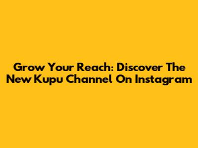 Grow Your Reach: Discover The New Kupu Channel On Instagram