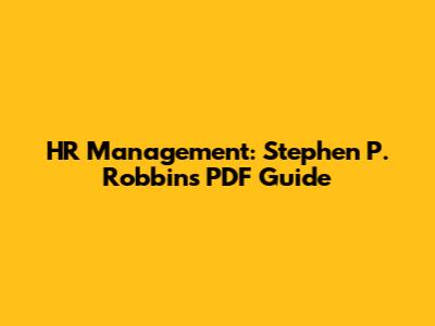 HR Management: Stephen P. Robbins' PDF Guide