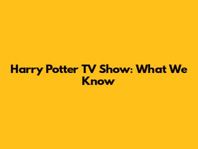 Harry Potter TV Show: What We Know