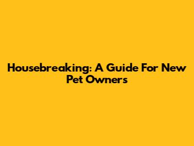 Housebreaking: A Guide For New Pet Owners