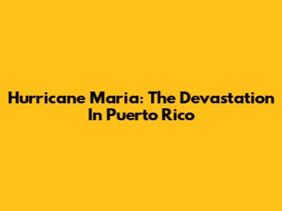 Hurricane Maria: The Devastation In Puerto Rico