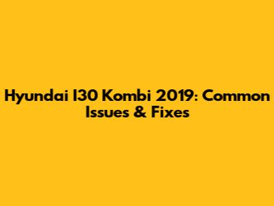 Hyundai I30 Kombi 2019: Common Issues & Fixes