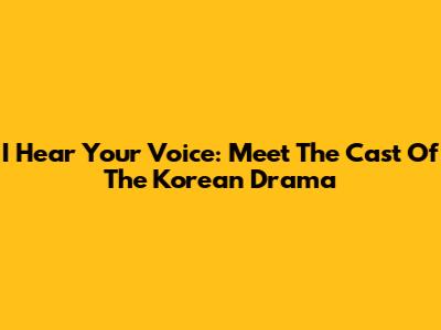 I Hear Your Voice: Meet The Cast Of The Korean Drama