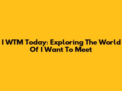 I WTM Today: Exploring The World Of "I Want To Meet"