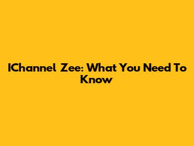 IChannel Zee: What You Need To Know