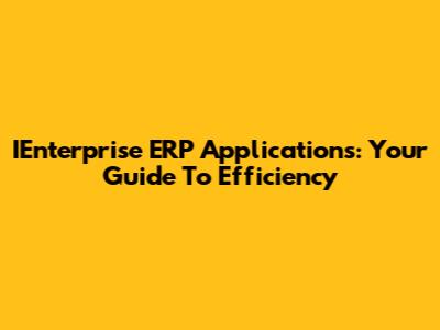 IEnterprise ERP Applications: Your Guide To Efficiency