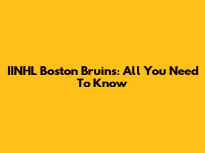 IINHL Boston Bruins: All You Need To Know