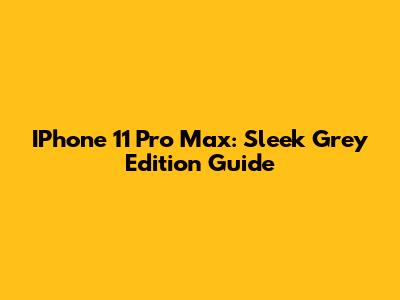 IPhone 11 Pro Max: Sleek Grey Edition Guide