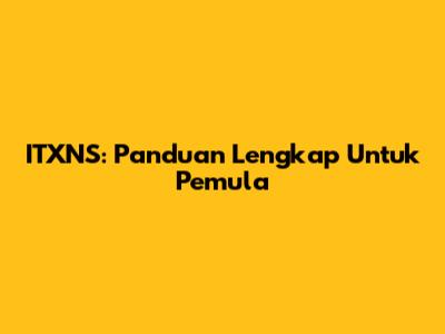ITXNS: Panduan Lengkap Untuk Pemula