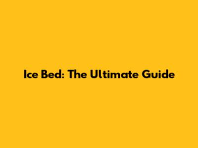 Ice Bed: The Ultimate Guide