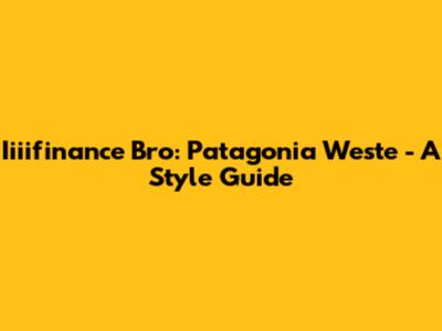 Iiiifinance Bro: Patagonia Weste - A Style Guide