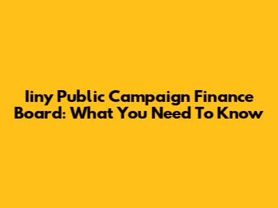 Iiny Public Campaign Finance Board: What You Need To Know