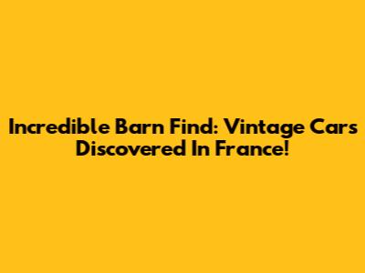Incredible Barn Find: Vintage Cars Discovered In France!