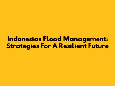 Indonesia's Flood Management: Strategies For A Resilient Future