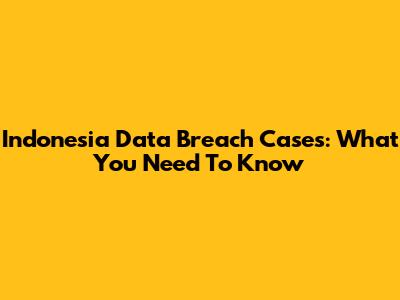 Indonesia Data Breach Cases: What You Need To Know