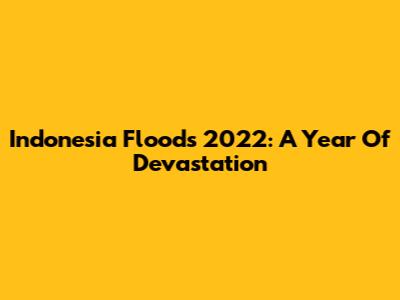 Indonesia Floods 2022: A Year Of Devastation