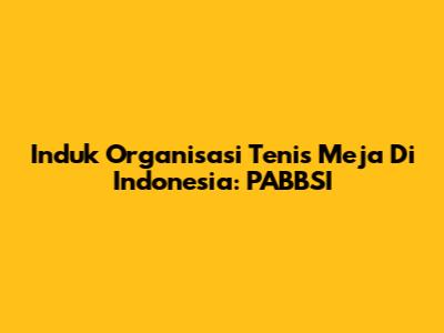 Induk Organisasi Tenis Meja Di Indonesia: PABBSI