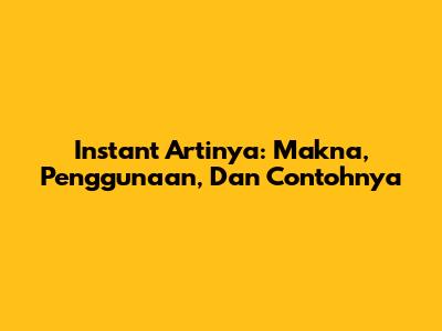 Instant Artinya: Makna, Penggunaan, Dan Contohnya