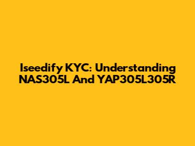 Iseedify KYC: Understanding NAS305L And YAP305L305R