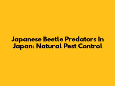 Japanese Beetle Predators In Japan: Natural Pest Control
