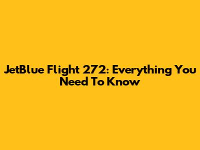JetBlue Flight 272: Everything You Need To Know