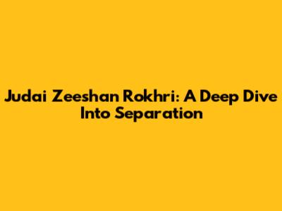 Judai Zeeshan Rokhri: A Deep Dive Into Separation