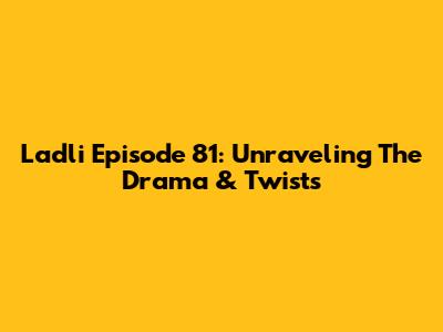 Ladli Episode 81: Unraveling The Drama & Twists